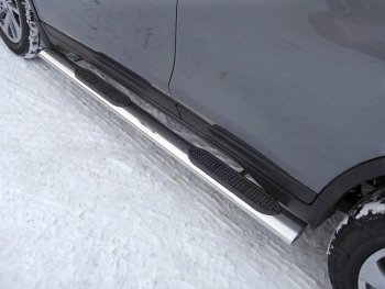 44 949 р. Пороги овальные с накладкой 120х60 мм, ТСС Тюнинг  Nissan X-trail  3 T32 (2017-2022) (серые)  с доставкой в г. Калуга. Увеличить фотографию 1