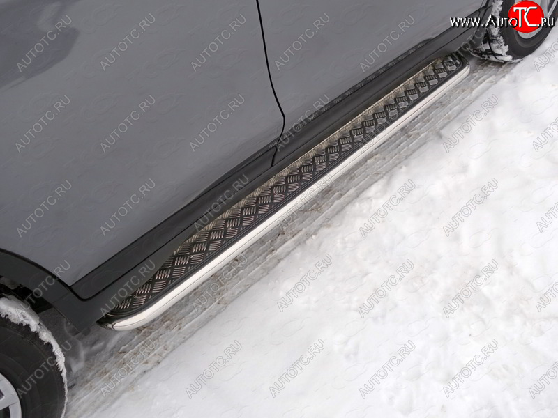32 999 р. Пороги с площадкой 42,4 мм ТСС Тюнинг  Nissan X-trail  3 T32 (2017-2022) (серые)  с доставкой в г. Калуга