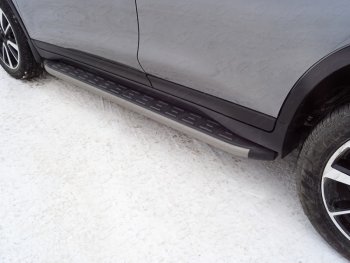 21 349 р. Пороги алюминиевые с пластиковой накладкой, ТСС Тюнинг  Nissan X-trail  3 T32 (2017-2022) (карбон серые)  с доставкой в г. Калуга. Увеличить фотографию 1