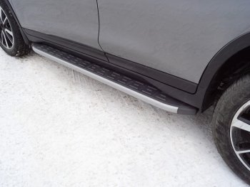 21 349 р. Пороги алюминиевые с пластиковой накладкой ТСС Тюнинг  Nissan X-trail  3 T32 (2017-2022) (серебро)  с доставкой в г. Калуга. Увеличить фотографию 1