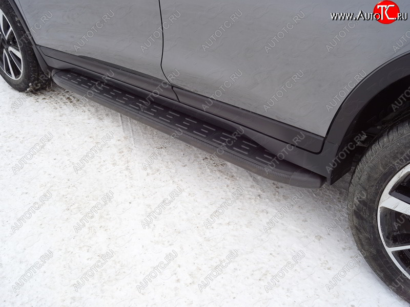 21 349 р. Пороги алюминиевые с пластиковой накладкой ТСС Тюнинг  Nissan X-trail  3 T32 (2017-2022) (карбон черные)  с доставкой в г. Калуга