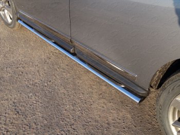Пороги овальные с накладкой 120х60 мм, ТСС Тюнинг Nissan (Нисан) Pathfinder (Патфайндер)  R52 (2012-2017) R52 дорестайлинг  (серые)