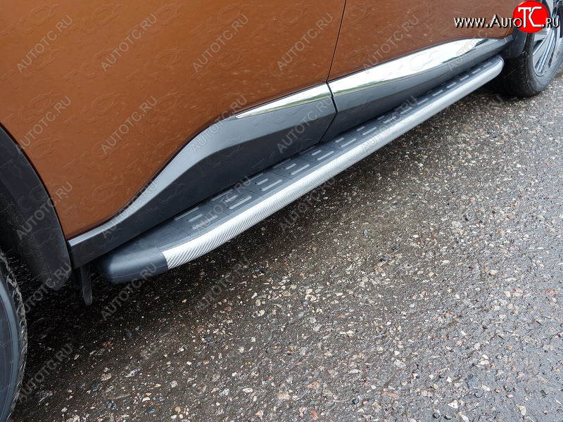 21 349 р. Пороги алюминиевые с пластиковой накладкой ТСС Тюнинг  Nissan Murano  3 Z52 (2015-2022) (карбон серые)  с доставкой в г. Калуга