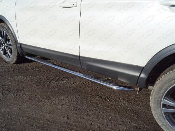 33 599 р. Пороги овальные гнутые с накладкой 75х42 мм ТСС Тюнинг  Nissan Qashqai  2 (2017-2022) (серые)  с доставкой в г. Калуга. Увеличить фотографию 1