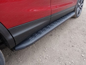 Пороги алюминиевые с пластиковой накладкой ТСС Тюнинг Nissan (Нисан) Qashqai (Кашкай)  2 (2017-2022) 2 J11 рестайлинг