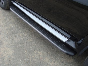 21 349 р. Пороги алюминиевые с пластиковой накладкой ТСС Тюнинг  Nissan Terrano  D10 (2013-2016) (карбон черные)  с доставкой в г. Калуга. Увеличить фотографию 1