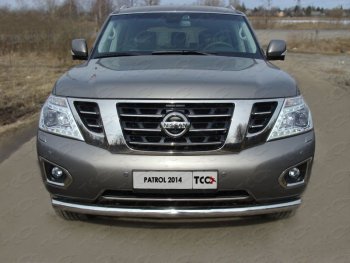 Защита переднего бампера нижняя 76,1 мм ТСС тюнинг Nissan (Нисан) Patrol (Патрол)  6 (2014-2017) 6 Y62 рестайлинг  (нержавейка)