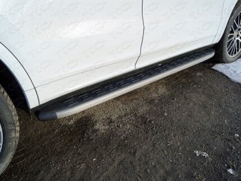 Пороги алюминиевые с пластиковой накладкой ТСС Тюнинг Porsche (Порш) Cayenne (Кайен)  PO536 (2018-2024) PO536