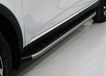 21 349 р. Пороги алюминиевые с пластиковой накладкой, ТСС Тюнинг  Renault Arkana (2019-2024) (карбон серые)  с доставкой в г. Калуга. Увеличить фотографию 1