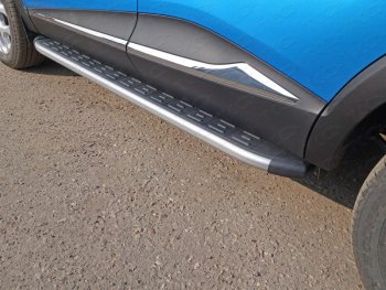 Пороги алюминиевые с пластиковой накладкой ТСС Тюнинг Renault (Рено) Kaptur (Каптур) (2016-2020) дорестайлинг