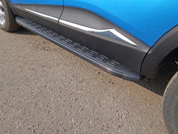 Пороги алюминиевые с пластиковой накладкой ТСС Тюнинг Renault (Рено) Kaptur (Каптур) (2016-2020) дорестайлинг