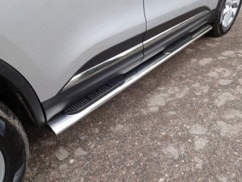 Пороги овальные с накладкой 120х60 мм, ТСС Тюнинг Renault Koleos 2 (2016-2024)  (серые)
