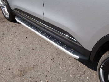 Пороги алюминиевые с пластиковой накладкой ТСС Тюнинг Renault Koleos 2 (2016-2024)  (серые)