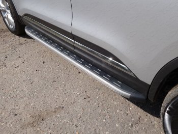Пороги алюминиевые с пластиковой накладкой, ТСС Тюнинг Renault Koleos 2 (2016-2024)  (карбон серые)