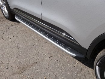 Пороги алюминиевые с пластиковой накладкой ТСС Тюнинг Renault Koleos 2 (2016-2024)  (карбон серебро)