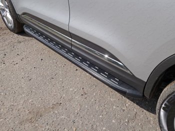 Пороги алюминиевые с пластиковой накладкой ТСС Тюнинг Renault Koleos 2 (2016-2024)  (карбон черные)