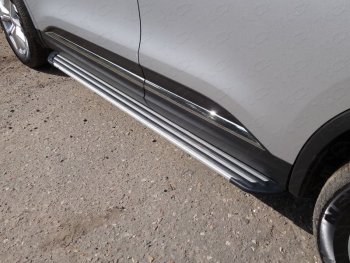 Пороги алюминиевые ТСС Тюнинг Renault Koleos 2 (2016-2024)  (Slim Line Silver)