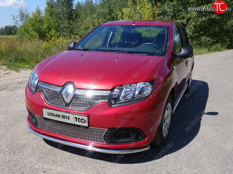 10 499 р. Защита переднего бампера нижняя d42,4 мм ТСС Тюнинг  Renault Logan  2 (2014-2018) (нержавейка)  с доставкой в г. Калуга