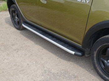 Пороги алюминиевые с пластиковой накладкой ТСС Тюнинг Renault (Рено) Sandero Stepway (Сандеро-Степвэй)  (B8) (2014-2018) (B8) дорестайлинг