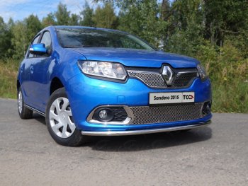 10 499 р. Защита переднего бампера нижняя d42,4 мм ТСС Тюнинг  Renault Sandero  (B8) (2014-2018) (нержавейка)  с доставкой в г. Калуга. Увеличить фотографию 1