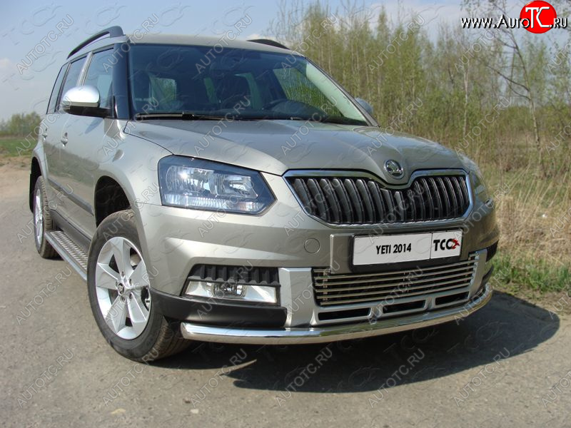 19 549 р. Защита переднего бампера нижняя d60,3 мм ТСС Тюнинг  Skoda Yeti (2013-2018) (нержавейка)  с доставкой в г. Калуга