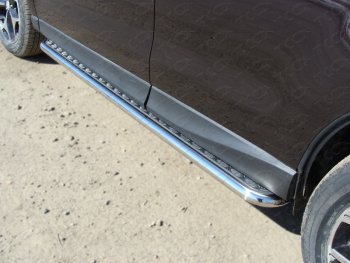 28 099 р. Пороги с площадкой 42,4 мм ТСС Тюнинг  Subaru Forester  SJ (2012-2016) (серый)  с доставкой в г. Калуга. Увеличить фотографию 1