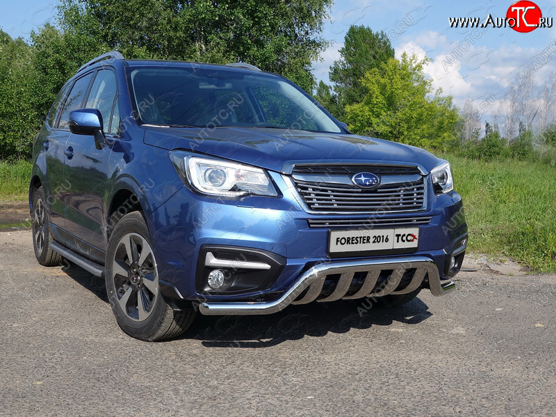 9 349 р. Верхняя декоративная вставка решетки радиатора ТСС Тюнинг  Subaru Forester  SJ (2016-2019) рестайлинг (d 12 мм)  с доставкой в г. Калуга