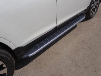 Пороги алюминиевые с пластиковой накладкой, ТСС Тюнинг Subaru Outback BS/B15 дорестайлинг универсал (2014-2018)  (карбон серые)