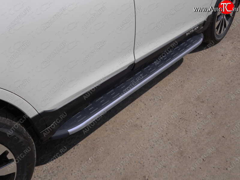 21 349 р. Пороги алюминиевые с пластиковой накладкой, ТСС Тюнинг  Subaru Outback  BS/B15 (2014-2018) (карбон серые)  с доставкой в г. Калуга