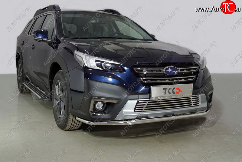 17 799 р. Защита переднего бампера нижняя d42,4 мм ТСС Тюнинг  Subaru Outback  BT (2019-2024) (нержавейка)  с доставкой в г. Калуга