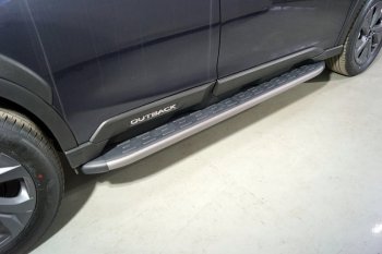 21 349 р. Пороги алюминиевые с пластиковой накладкой, ТСС Тюнинг  Subaru Outback  BT (2019-2024) (карбон серые)  с доставкой в г. Калуга. Увеличить фотографию 1