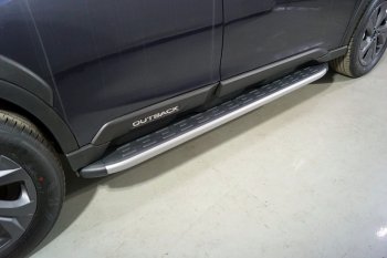 Пороги алюминиевые с пластиковой накладкой, ТСС Тюнинг Subaru (Субару) Outback (Аутбэк)  BT (2019-2024) BT универсал