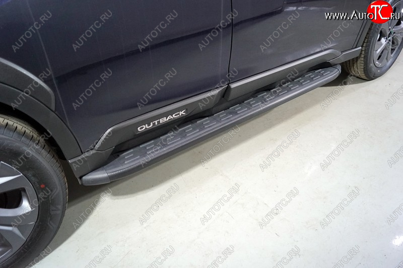 21 349 р. Пороги алюминиевые с пластиковой накладкой ТСС Тюнинг  Subaru Outback  BT (2019-2024) (карбон черные)  с доставкой в г. Калуга