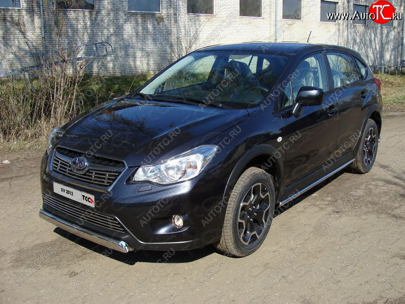 9 749 р. Защита переднего бампера нижняя овальная 75х42 мм ТСС Тюнинг  Subaru XV  GP/G33 (2012-2016) (нержавейка)  с доставкой в г. Калуга