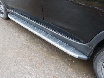 21 349 р. Пороги алюминиевые с пластиковой накладкой ТСС Тюнинг  Subaru XV  GT/G24 (2017-2021) (карбон серые)  с доставкой в г. Калуга. Увеличить фотографию 1