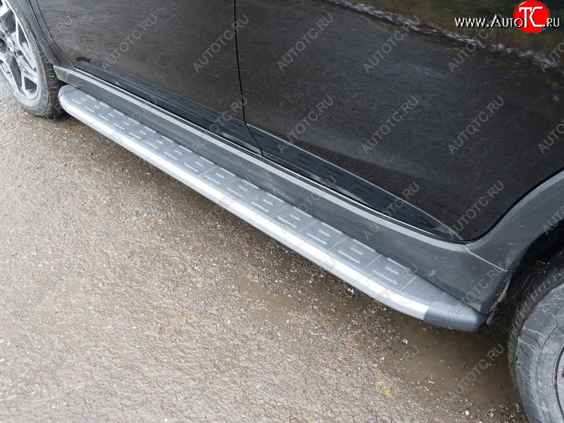 21 349 р. Пороги алюминиевые с пластиковой накладкой, ТСС Тюнинг  Subaru XV  GT/G24 (2017-2021) (карбон серебро)  с доставкой в г. Калуга