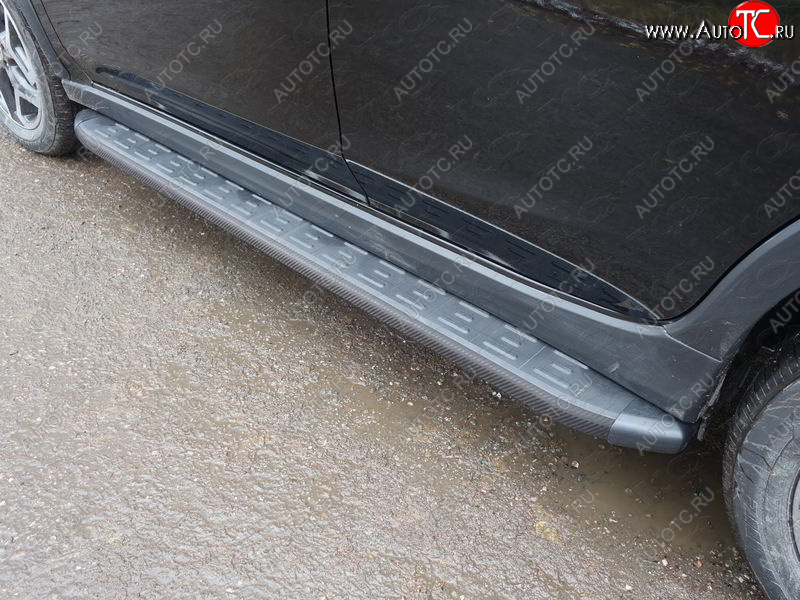 21 349 р. Пороги алюминиевые с пластиковой накладкой ТСС Тюнинг  Subaru XV  GT/G24 (2017-2021) (карбон черные)  с доставкой в г. Калуга