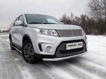 16 549 р. Защита переднего бампера нижняя d60,3 мм ТСС Тюнинг  Suzuki Vitara  LY (2015-2019) (нержавейка)  с доставкой в г. Калуга. Увеличить фотографию 1