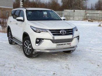 25 599 р. Защита переднего бампера нижняя 76,1 мм ТСС Тюнинг  Toyota Fortuner  AN160 (2015-2020) (нержавейка)  с доставкой в г. Калуга. Увеличить фотографию 1