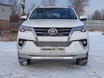 40 649 р. Защита переднего бампера нижняя с ДХО 76,1 мм ТСС Тюнинг  Toyota Fortuner  AN160 (2015-2020) (нержавейка)  с доставкой в г. Калуга. Увеличить фотографию 1