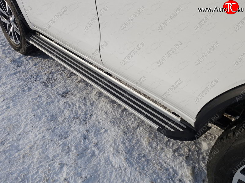 19 999 р. Пороги алюминиевые Slim Line ТСС Тюнинг  Toyota Fortuner  AN160 (2015-2020) (Silver)  с доставкой в г. Калуга