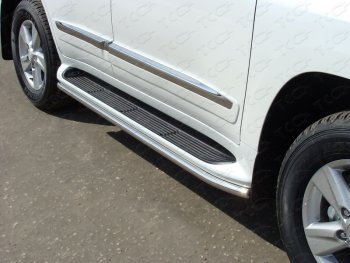 17 999 р. Защита порогов алюминий 42,4 мм, ТСС Тюнинг  Toyota Land Cruiser  200 (2012-2015) (аналог Lexus LX570)  с доставкой в г. Калуга. Увеличить фотографию 1