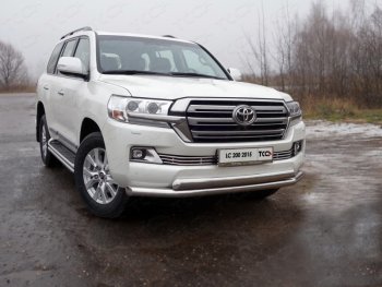 37 649 р. Защита передняя нижняя двойная 76,1*75 мм кроме EXECUTIVE ТСС Тюнинг  Toyota Land Cruiser  200 (2015-2021) (нержавейка)  с доставкой в г. Калуга. Увеличить фотографию 1