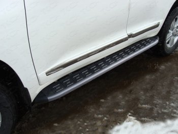 Пороги алюминиевые с пластиковой накладкой ТСС Тюнинг Toyota (Тойота) Land Cruiser (Лэнд)  200 (2015-2021) 200 2-ой рестайлинг