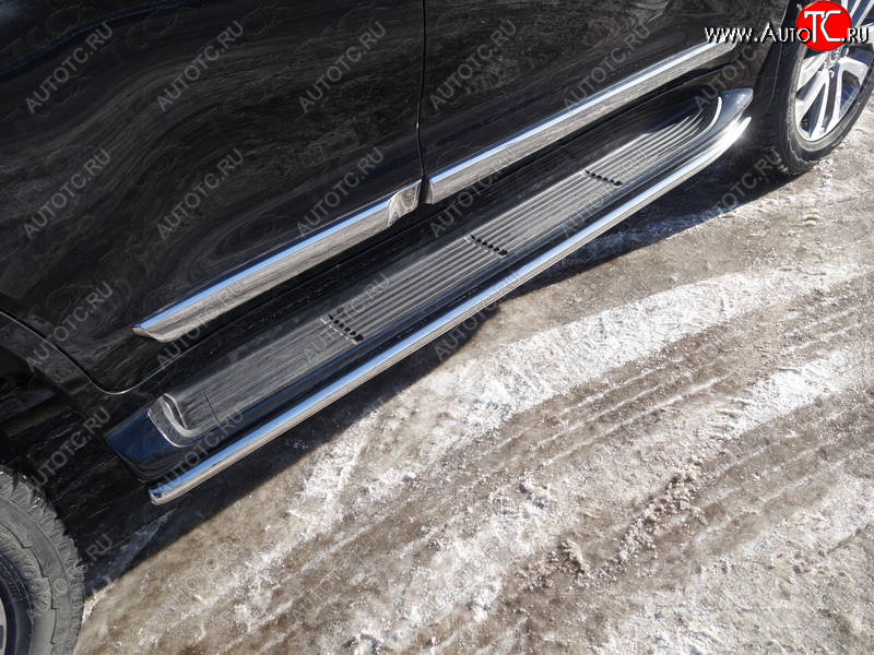 17 999 р. Защита порогов алюминий 42,4 мм, ТСС Тюнинг  Toyota Land Cruiser  200 (2015-2021)  с доставкой в г. Калуга