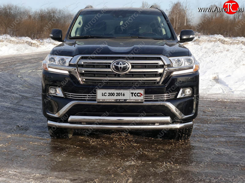 37 649 р. Защита передняя нижняя двойная 76,1*75 мм ТСС Тюнинг  Toyota Land Cruiser  200 (2015-2021) (нержавейка)  с доставкой в г. Калуга