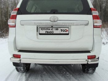22 799 р. Защита задняя (уголки овальные, нержавейка 75х42 мм) ТСС Тюнинг  Toyota Land Cruiser Prado  J150 (2009-2013) (уголки овальные)  с доставкой в г. Калуга. Увеличить фотографию 1