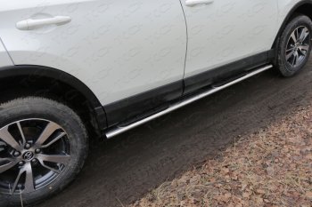 Пороги овальные с накладкой 120*60 мм ТСС Тюнинг Toyota (Тойота) RAV4 (рав)  XA40 (2015-2019) XA40 5 дв. рестайлинг  (серые)