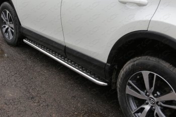 Пороги с площадкой 42,4 мм ТСС Тюнинг Toyota (Тойота) RAV4 (рав)  XA40 (2015-2019) XA40 5 дв. рестайлинг  (серые)