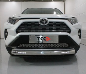 Защита переднего бампера овальная с ДХО 75х42 мм ТСС Тюнинг Toyota (Тойота) RAV4 (рав)  XA50 (2018-2024) XA50 5 дв. дорестайлинг  (нержавейка)